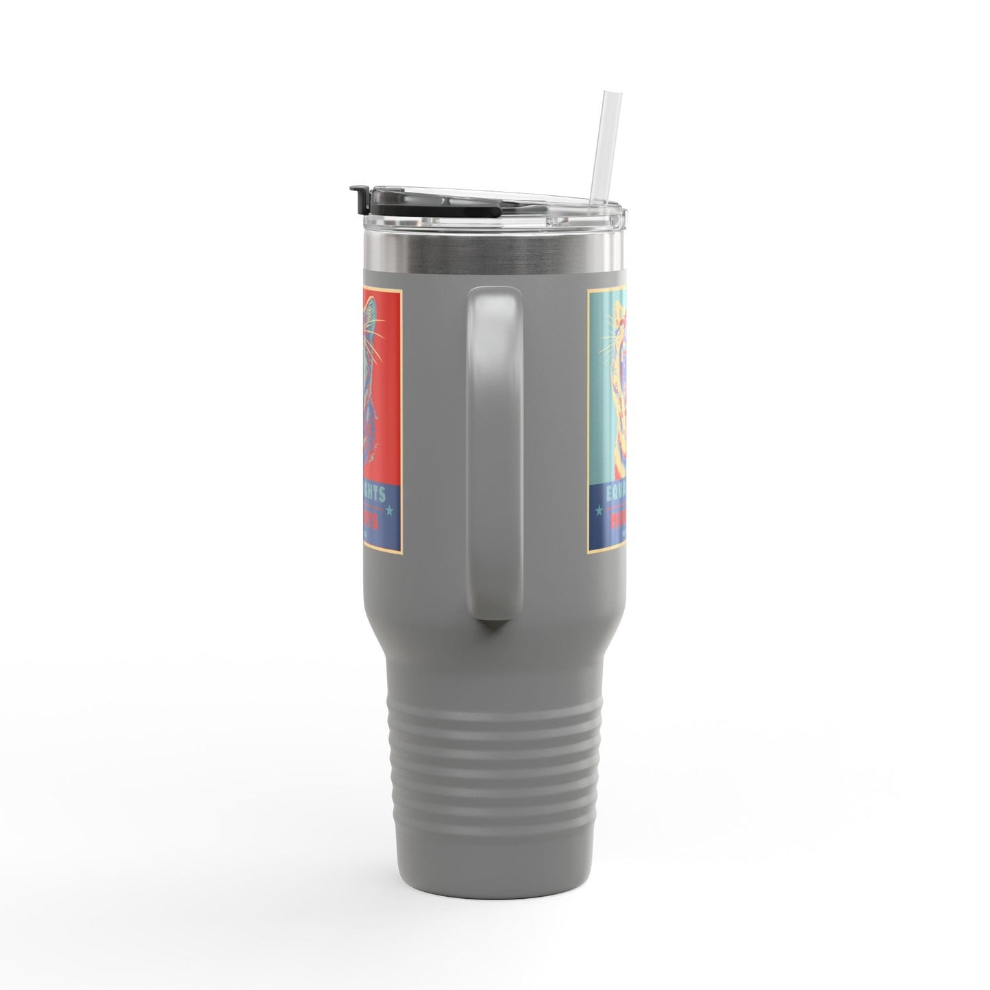 Insulated Travel Mug — "Vote Fish 2028" Funny Political Campaign Design Featuring Flounder the Purrmaid