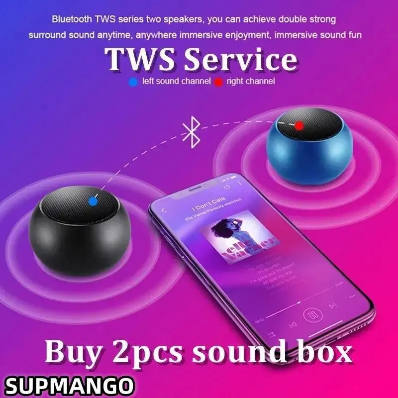 Portable  Wireless  Bluetooth  Speaker - Mini Steel  Steel Gun Metal  Design, Heavy Bass  Stereo Surround Subwoofer