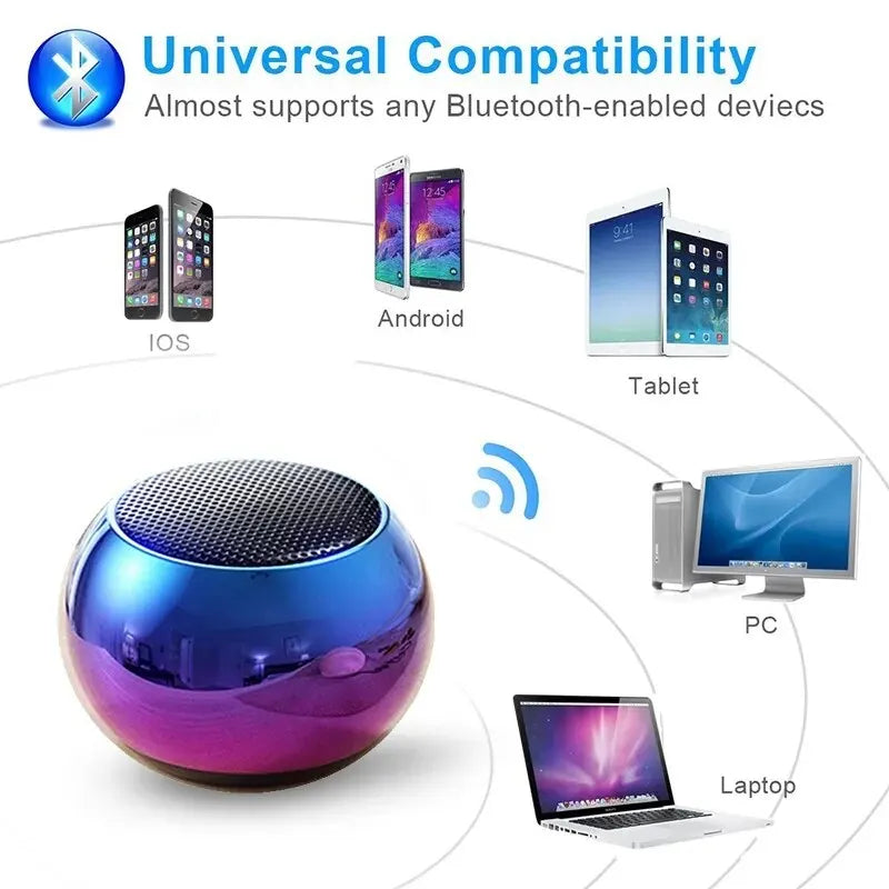 Portable  Wireless  Bluetooth  Speaker - Mini Steel  Steel Gun Metal  Design, Heavy Bass  Stereo Surround Subwoofer