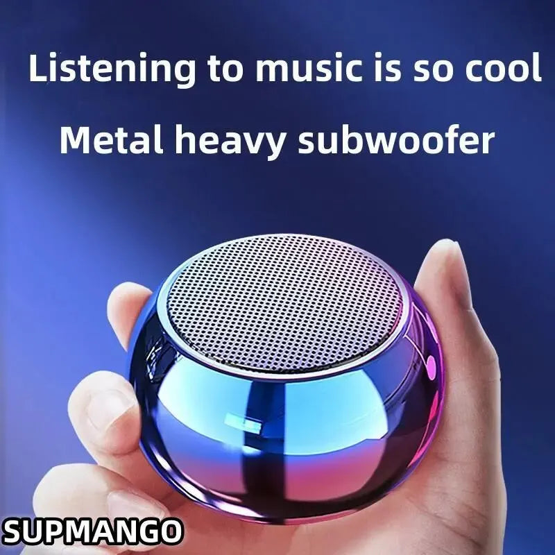 Portable  Wireless  Bluetooth  Speaker - Mini Steel  Steel Gun Metal  Design, Heavy Bass  Stereo Surround Subwoofer